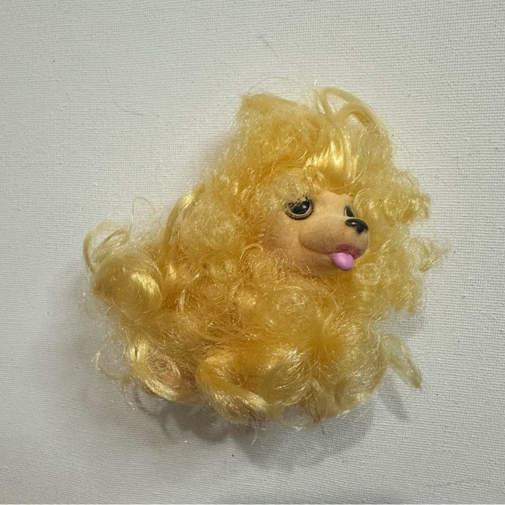 Sweetie Pups Hasbro 1989 Vinyl Dog Toy Fluffy Hair Yellow Orange Puppy Vintage